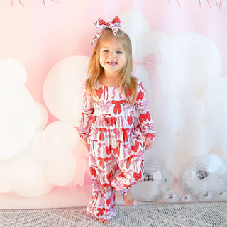 Gigi and Max - Gigi and Max - Rosalie WIDE LEG ROMPER Valentines Day Bamboo Kids Clothing - Classy Rascals Boutique