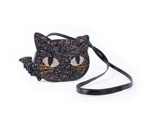 Great Pretenders - Great Pretenders Cat's Meow Black Chunky Glitter Kitty Purse - Classy Rascals Boutique