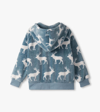 Hatley - Hatley Staggered Elks Fuzzy Fleece Zip - Up Hoodie - Classy Rascals Boutique