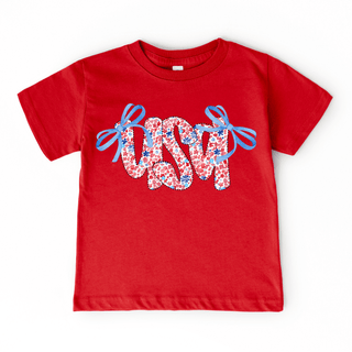 Holland Ave Clothing - Holland Ave Clothing - Girls USA Patriotic Graphic Tee for Summer & July 4th - Classy Rascals Boutique