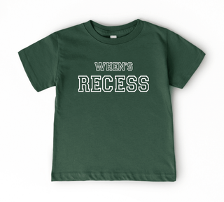 Holland Ave Clothing - Holland Ave Clothing - When's Recess | Kids Back to School Shirt - Classy Rascals Boutique