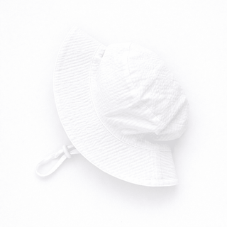 Huggalugs - Huggalugs - White Seersucker Bucket Hat Upf 50+ - Classy Rascals Boutique