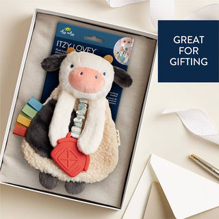 Itzy Ritzy - Itzy Ritzy - Itzy Lovey™ Plush with Silicone Teether Toy Cow - Classy Rascals Boutique