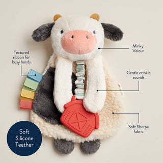 Itzy Ritzy - Itzy Ritzy - Itzy Lovey™ Plush with Silicone Teether Toy Cow - Classy Rascals Boutique