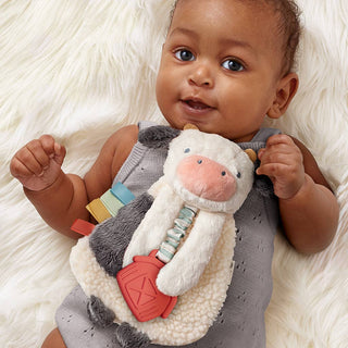 Itzy Ritzy - Itzy Ritzy - Itzy Lovey™ Plush with Silicone Teether Toy Cow - Classy Rascals Boutique