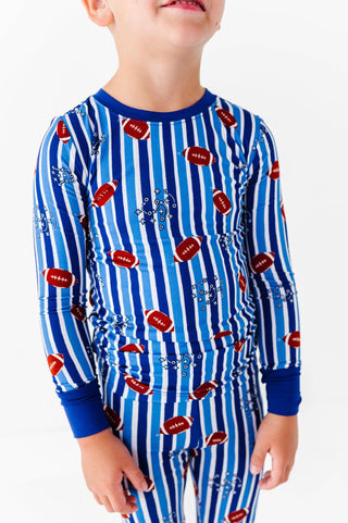 Kiki + Lulu - Kiki + Lulu Football Two-Piece Pajama Set | Bamboo Kids Pajamas Blue - Classy Rascals Boutique