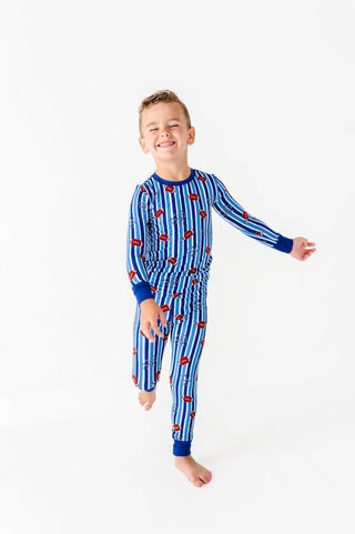 Kiki + Lulu - Kiki + Lulu Football Two-Piece Pajama Set | Bamboo Kids Pajamas Blue - Classy Rascals Boutique