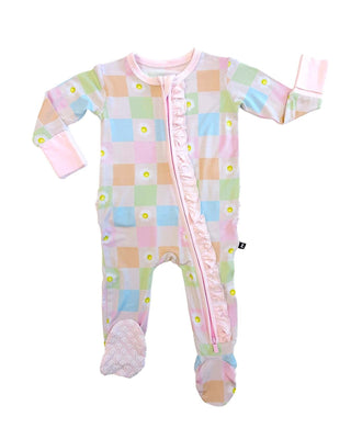 Lev Baby - Lev Baby Coral Ruffled Zippered Footie - Classy Rascals Boutique