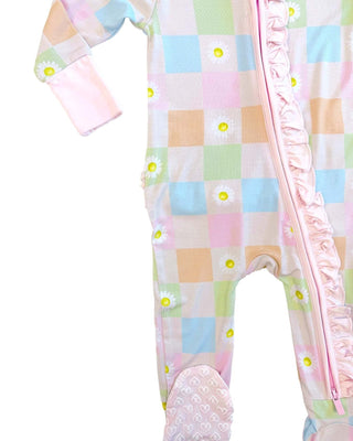 Lev Baby - Lev Baby Coral Ruffled Zippered Footie - Classy Rascals Boutique