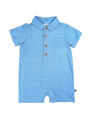 Lev Baby - Lev Baby Denim Polo Romper - Classy Rascals Boutique