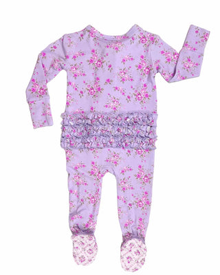 Lev Baby - Lev Baby Sylvie Ruffled Zippered Footie - Classy Rascals Boutique