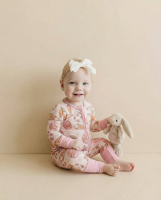 Lucky Panda Kids - Lucky Panda Kids - Bamboo Baby Zip Romper | Easter Hop - Classy Rascals Boutique
