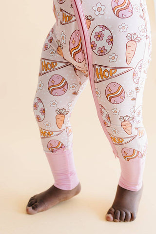 Lucky Panda Kids - Lucky Panda Kids - Bamboo Baby Zip Romper | Easter Hop - Classy Rascals Boutique