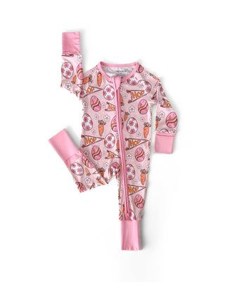 Lucky Panda Kids - Lucky Panda Kids - Bamboo Baby Zip Romper | Easter Hop - Classy Rascals Boutique
