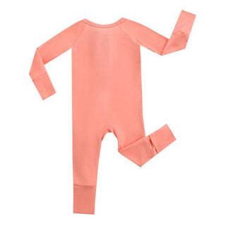 Luxie Charm - Luxie Charm - Joyful Coral Zippered Romper I NICU I Convertible Footie - Classy Rascals Boutique