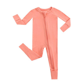 Luxie Charm - Luxie Charm - Joyful Coral Zippered Romper I NICU I Convertible Footie - Classy Rascals Boutique