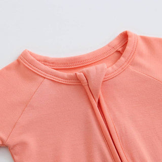 Luxie Charm - Luxie Charm - Joyful Coral Zippered Romper I NICU I Convertible Footie - Classy Rascals Boutique