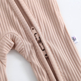 Luxie Charm - Luxie Charm - Maple Ribbed Zippered Baby Romper - Classy Rascals Boutique