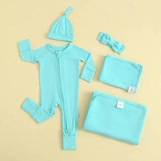Luxie Charm - Luxie Charm - Turquoise Zippered Romper NICU Newborn Outfit - Classy Rascals Boutique