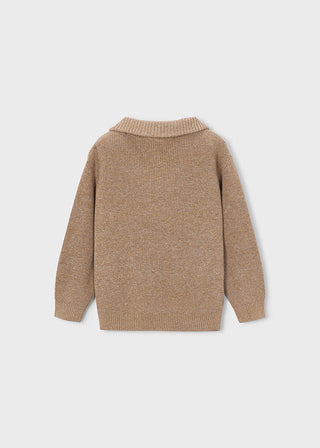 Mayoral - Mayoral Boys Zip Mock Neck Brown Sweater - Classy Rascals Boutique