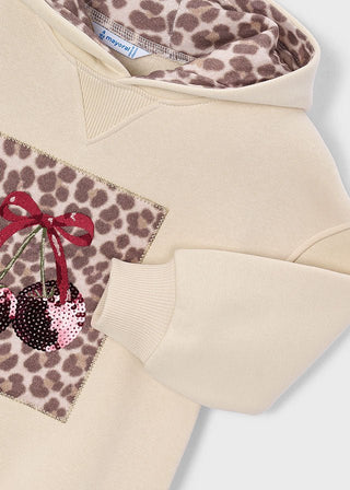 Mayoral - Mayoral Fleece Hooded Dress Leopard Cherries Print - Classy Rascals Boutique