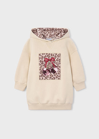Mayoral - Mayoral Fleece Hooded Dress Leopard Cherries Print - Classy Rascals Boutique