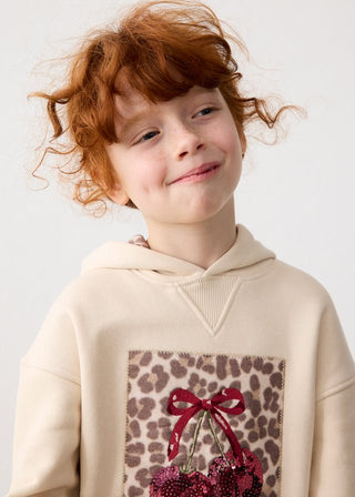 Mayoral - Mayoral Fleece Hooded Dress Leopard Cherries Print - Classy Rascals Boutique