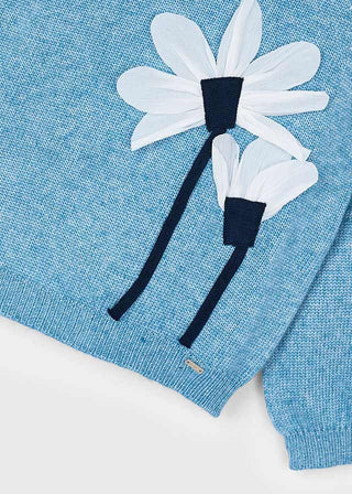 Mayoral - Mayoral Flower Applique Jersey Ocean Flower - Classy Rascals Boutique