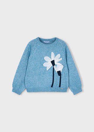 Mayoral - Mayoral Flower Applique Jersey Ocean Flower - Classy Rascals Boutique