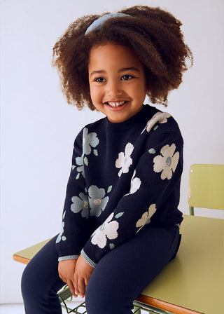 Mayoral - Mayoral Jacquard Jumper Flowers - Classy Rascals Boutique