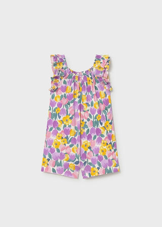Mayoral - Mayoral Knit Printed Jumpsuit Lilac Floral - Classy Rascals Boutique