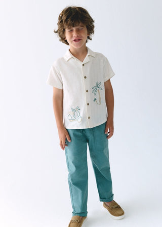 Mayoral - Mayoral Linen Jogger Pants Seaweed - Classy Rascals Boutique