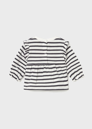 Mayoral - Mayoral L/S T-Shirt Black & White Stripe w/Hearts - Classy Rascals Boutique