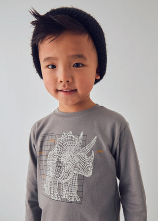 Mayoral - Mayoral L/S T-Shirt Glow in the Dark Grey Dino - Classy Rascals Boutique
