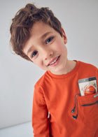 Mayoral - Mayoral L/S T-Shirt Orange Basketball - Classy Rascals Boutique