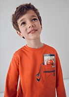 Mayoral - Mayoral L/S T-Shirt Orange Basketball - Classy Rascals Boutique