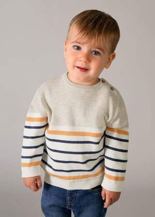 Mayoral - Mayoral Navy/Peach Stripe Sweater - Classy Rascals Boutique