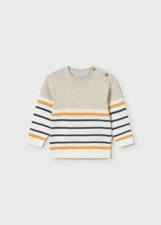 Mayoral - Mayoral Navy/Peach Stripe Sweater - Classy Rascals Boutique