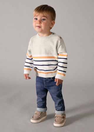 Mayoral - Mayoral Navy/Peach Stripe Sweater - Classy Rascals Boutique