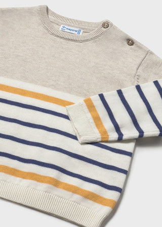 Mayoral - Mayoral Navy/Peach Stripe Sweater - Classy Rascals Boutique
