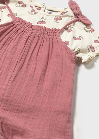 Mayoral - Mayoral Overall and Cherries T-Shirt Set - Classy Rascals Boutique