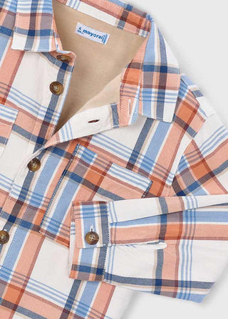 Mayoral - Mayoral Overshirt Orange Plaid - Classy Rascals Boutique