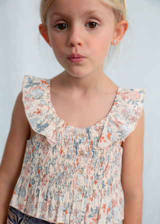 Mayoral - Mayoral Printed Bambula Top Salmon - Classy Rascals Boutique