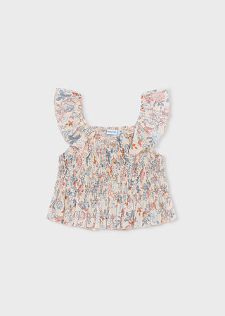 Mayoral - Mayoral Printed Bambula Top Salmon - Classy Rascals Boutique