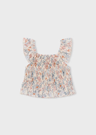 Mayoral - Mayoral Printed Bambula Top Salmon - Classy Rascals Boutique