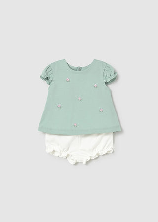 Mayoral - Mayoral Short Pant Set Aqua with Flowers - Classy Rascals Boutique