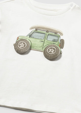 Mayoral - Mayoral S/S T-Shirt Cream Car - Classy Rascals Boutique