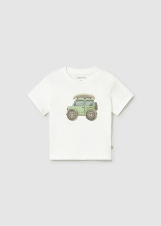 Mayoral - Mayoral S/S T-Shirt Cream Car - Classy Rascals Boutique