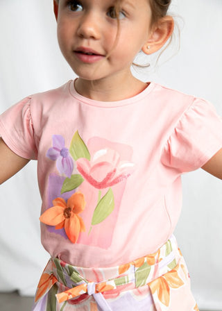 Mayoral - Mayoral S/S T-Shirt Salmon Floral - Classy Rascals Boutique