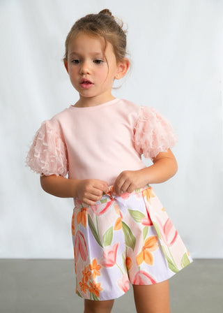 Mayoral - Mayoral S/S Tulle T-Shirt Blossom - Classy Rascals Boutique